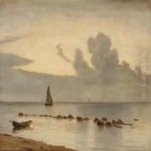 Coastal Scene With Ships, Morning by Christian Vigilius Blache