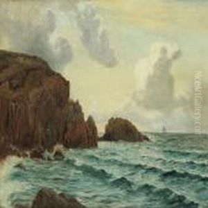 Coastal Scene From Kullen With Sailing Ship by Christian Vigilius Blache