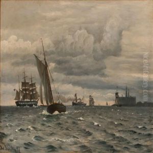 Coastal Scene From Elsinor Castle With Sailing Ships On Thesea
