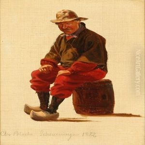 En Hollandsk Fiskerholder Hvil Pa En Tonde by Christian Vigilius Blache