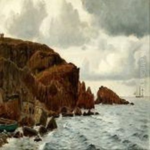 Coastal Scene Fromkullen With An Artist At His Easel by Christian Vigilius Blache