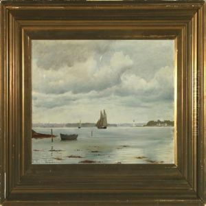 Marine With Sailingships At Lyngs Odde In The Little Belt, Denmark by Christian Vigilius Blache