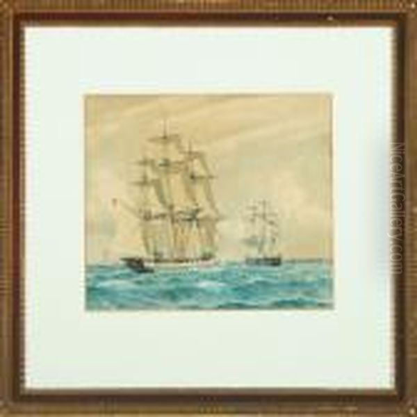 Warships At Sea Forinbound To Holmen - view 1