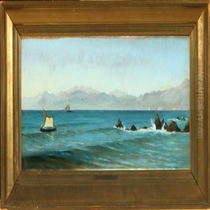 Marine With Ships At Sea by Christian Vigilius Blache