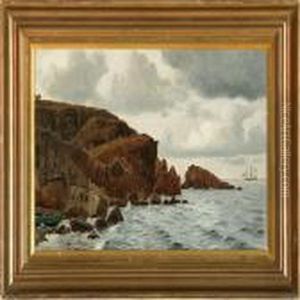 Coastal Scene From Kullen With An Artist At His Easel by Christian Vigilius Blache