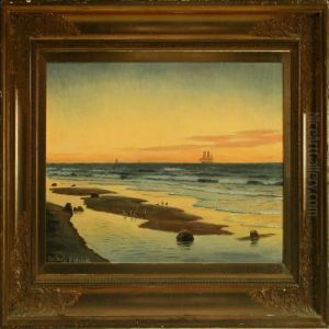 Sunset At The Seaside by Christian Vigilius Blache