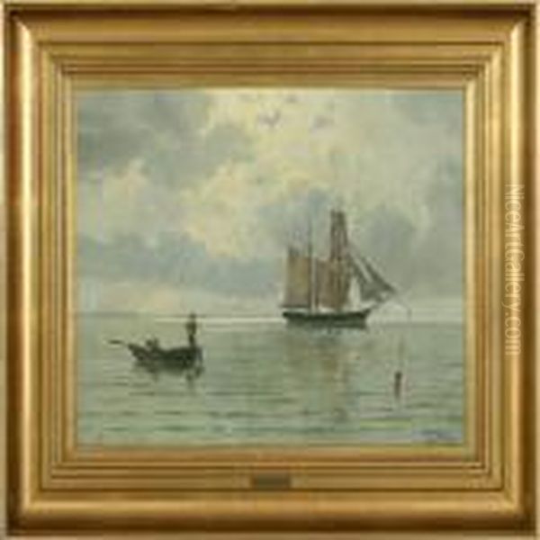 Seascape With Sailingship And Rowing Boat - view 1