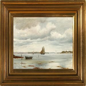 Sailing Ships At Lyngs Odde In Lillebaelt by Christian Vigilius Blache