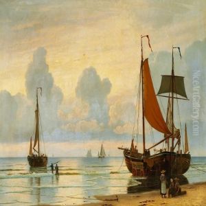 View Of A Beach In Brittany by Christian Vigilius Blache