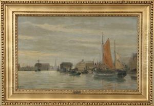 The Port Of Copenhagen With Ships by Christian Vigilius Blache