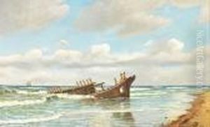 Beach Scenery With A Ship Wreck Beach Scenery With A Ship Wreck