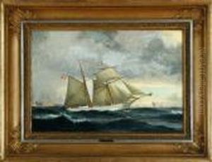 A Ship Portrait Of The Danish Top Sail Schooner Kaerteminde by Christian Vigilius Blache