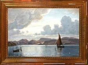 An Marine With Sailing Ships, Presumeably By The Icelandic Coast by Christian Vigilius Blache