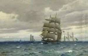 A Norwegian Windjammer And Other Commercial Sailing Vessels Off Copenhagen