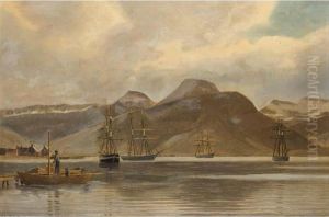 Shipping In A Norwegian Fjords by Christian Vigilius Blache