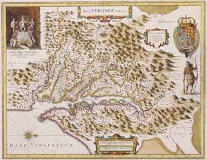 John Smiths Map of Virginia by Hendrik I Hondius