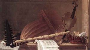 Still-Life of Musical Instruments by Pierre Nicolas Huilliot