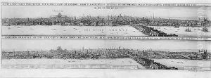 Prospect of London before and after the Great Fire by Wenceslaus Hollar