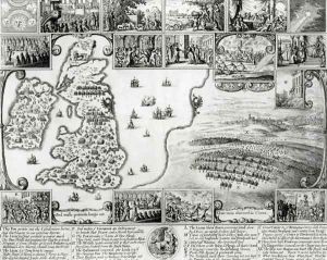 Map of Civil War England and a view of Prague by Wenceslaus Hollar