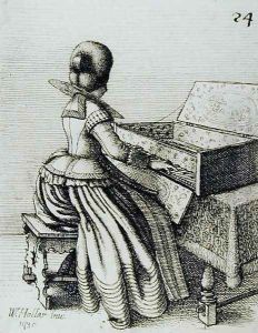 Woman Playing at a Keyboard by Wenceslaus Hollar