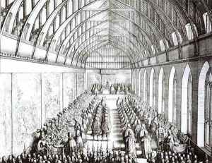 Garter Feast in St Georges Hall Windsor in the time of Charles II