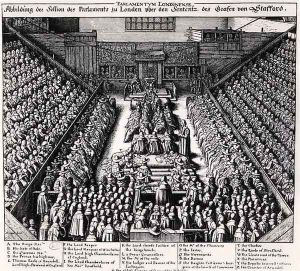 The Trial of the Thomas Wentworth 1593-1641 Earl of Strafford in 1641 by Wenceslaus Hollar