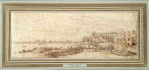 The Thames below Westminster Pier by Wenceslaus Hollar