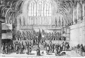 Westminster Hall West End with the Courts of Chancery and Kings in Session