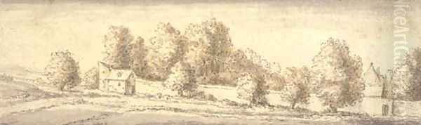 A landscape with trees and a walled park - view 1