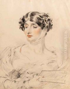 Portrait of Mrs. Sarah Siddons (1755-1831), bust-length, holding a book in her right hand by George Henry Harlow