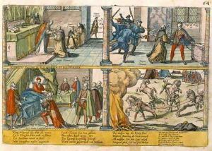 The Assassination of Henri III 1551-89 and the execution of his killer Jacques Clement 1564-89 by Franz Hogenberg