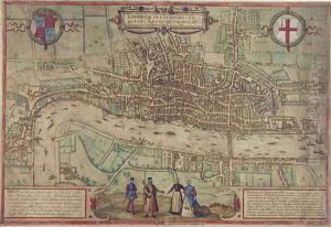 Plan of London from Civitates Orbis Terrarum by Franz Hogenberg