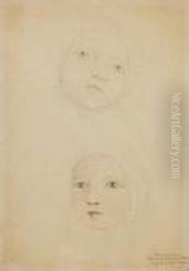 A Study Of Two Babies Head, Possibly A Member Of The Linnell Family by William Blake
