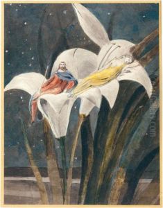 Oberon And Titania On A Lily by William Blake