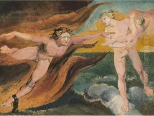 The Good And Evil Angels Struggling For Possession Of A Child by William Blake