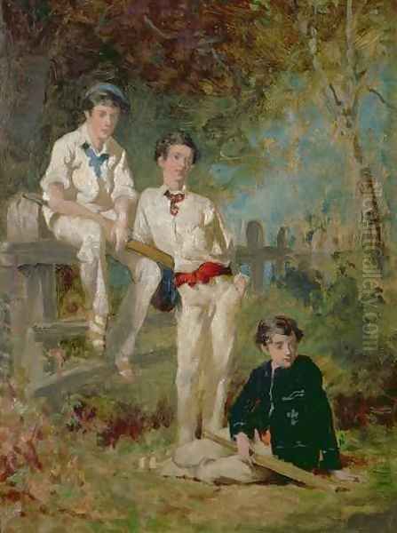 Three Young Cricketers - view 1