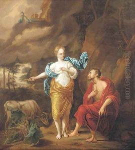 Jupiter, Juno and Io by Arnold Houbraken