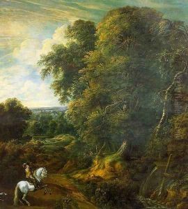 Landscape with a Horseman in a Clearing by Cornelis Huysmans
