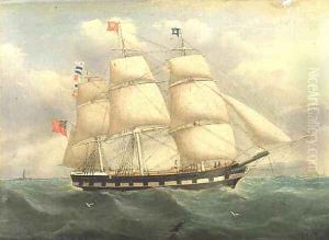 An English Square Rigged Ship off the Coast