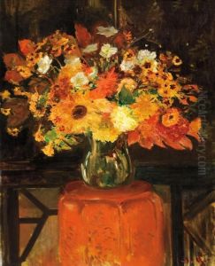 Bouquet De Fleurs Sur Une Table by Jacques-Emile Blanche