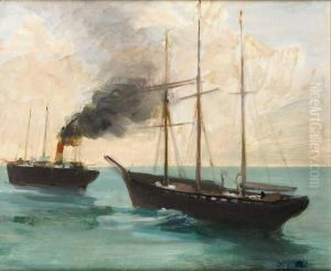 Bateaux En Mer by Jacques-Emile Blanche