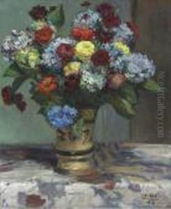 Bouquet De Fleurs Aux Hortensias by Jacques-Emile Blanche