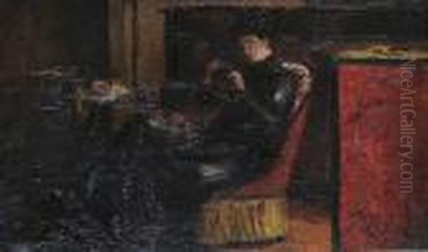 Study Of A Lady In An Interior - view 1
