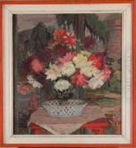 bouquet De Fleurs Devant Un Paravent