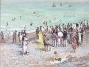 L'heure Du Bain, Dieppe, Temps Gris by Jacques-Emile Blanche