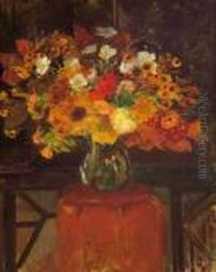 Bouquet De Fleurs Sur Un Entablement by Jacques-Emile Blanche