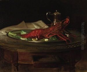 Jacques Emile A Lobster On A Silver Salver by Jacques-Emile Blanche
