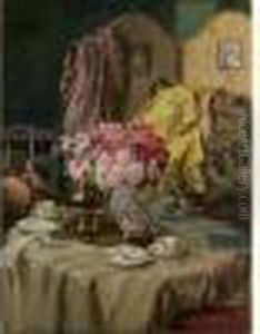 Interieur Aux Fleurs Et A La Theiere by Jacques-Emile Blanche