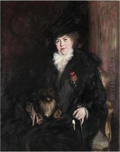 Portrait De La Duchesse De Clermont-tonnerre Avec Son
 Chien