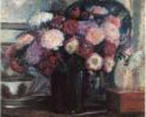 "interieur Au Bouquet De Fleurs" by Jacques-Emile Blanche
